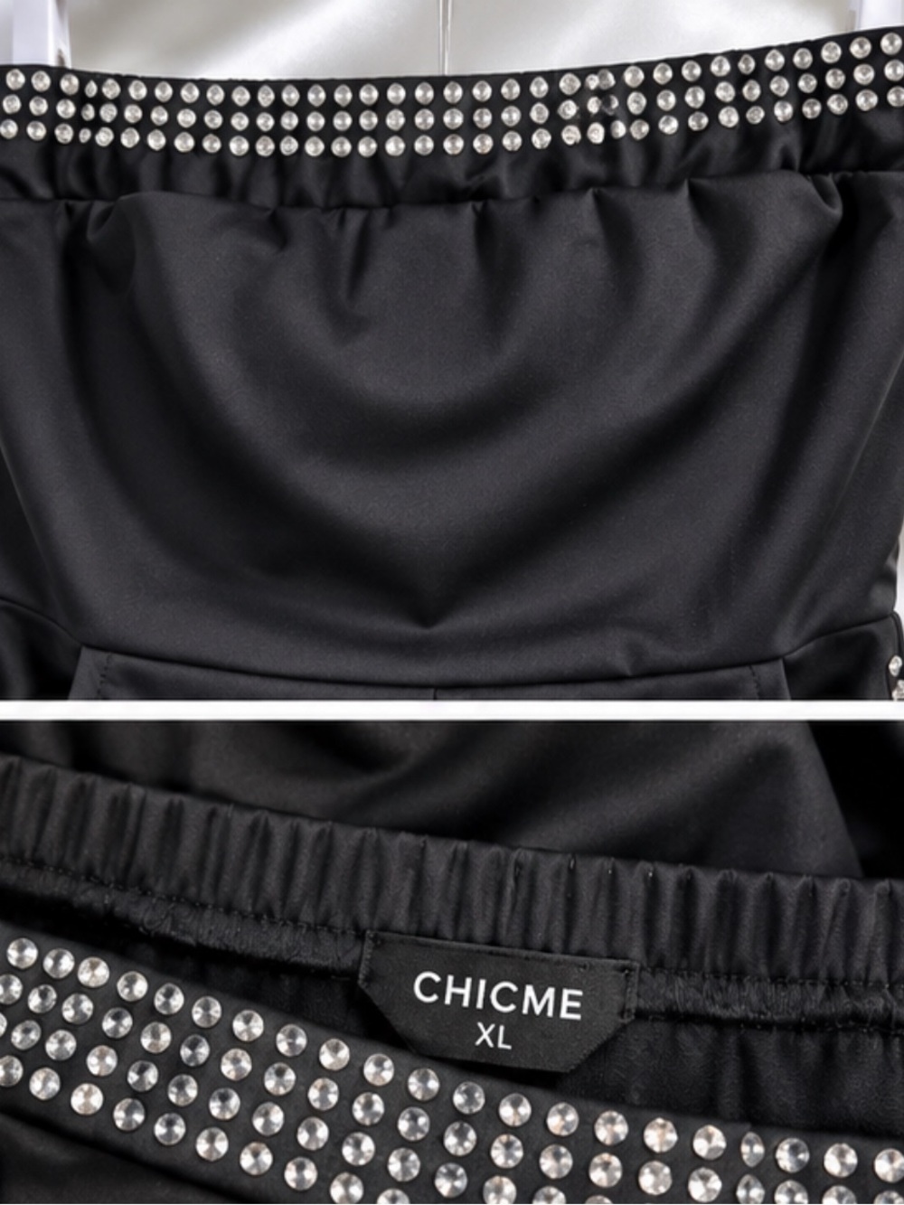 CHICME Black Rhinestone Strapless Capri Jumpsuit Size XL